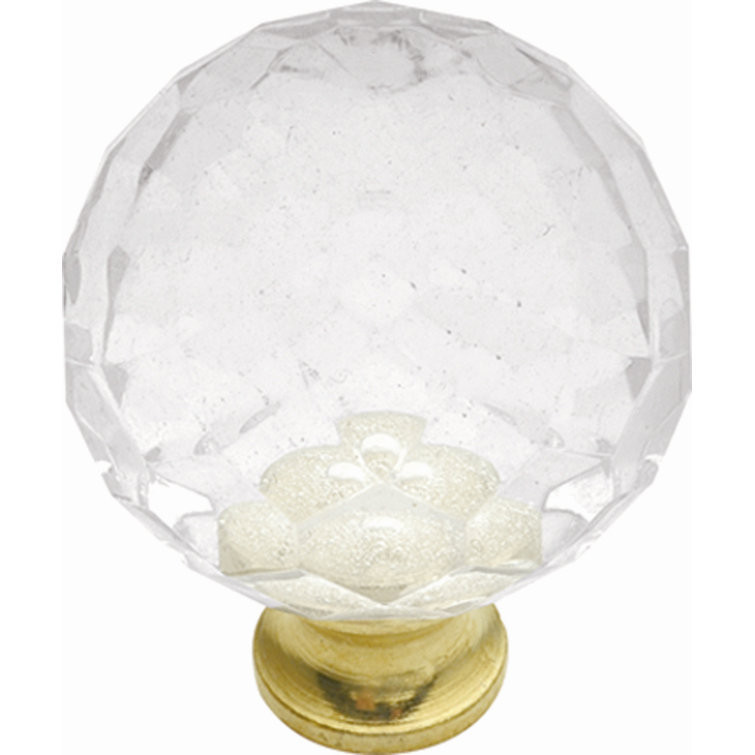 Polished Brass and Clear Acrylic Round Cabinet Knob
