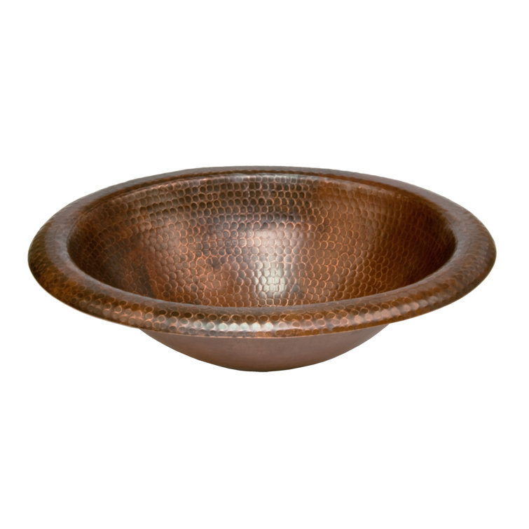 18" Oval Hammered Copper Bathroom Sink with Oil Rubbed Bronze Finish