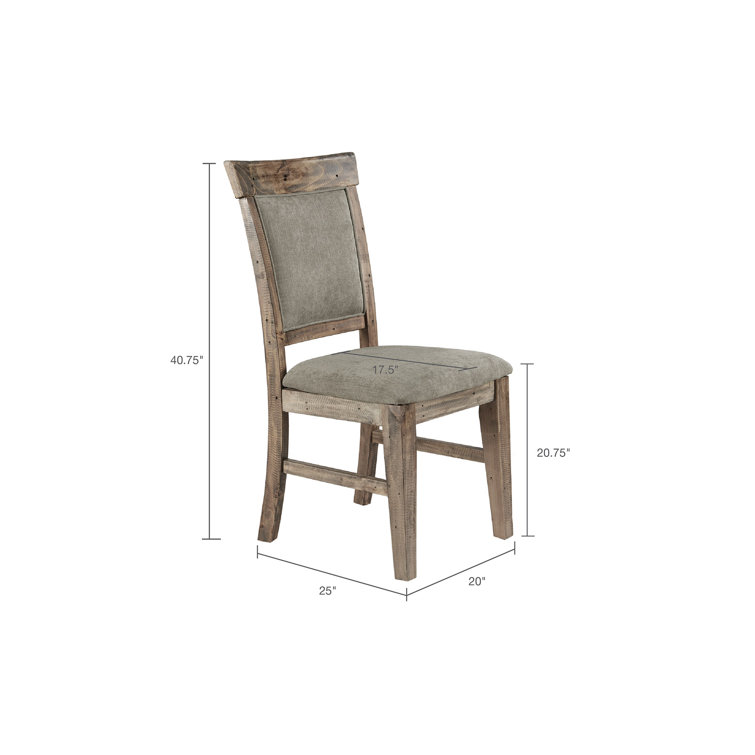 Gray Upholstered Solid Wood Dining Side Chair Set