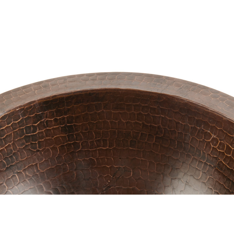 12" Round Hammered Copper Undermount Bathroom Sink