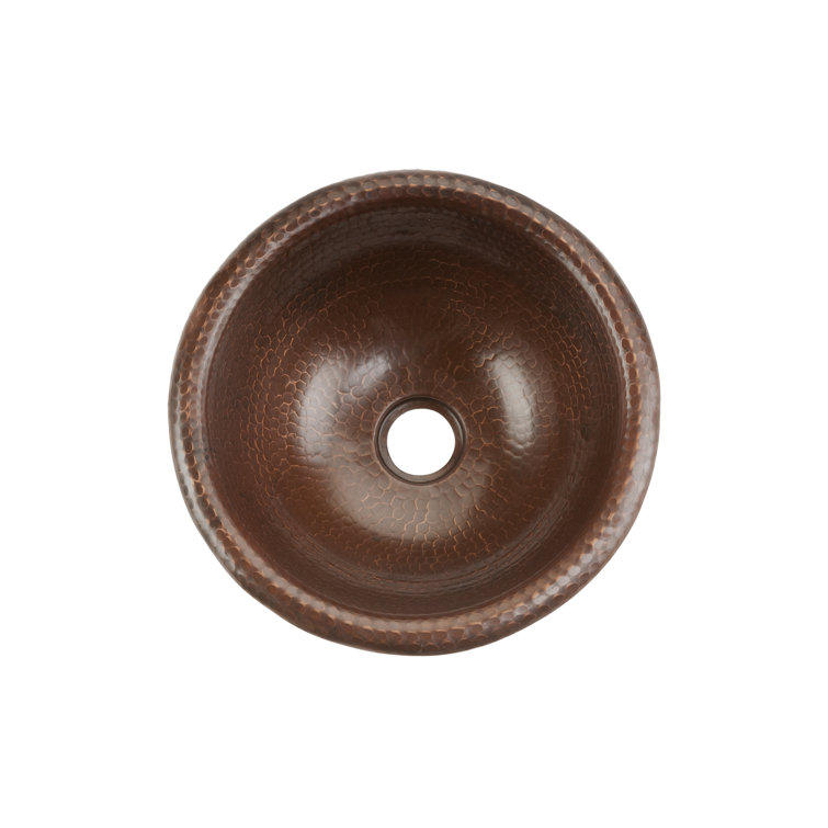12" Round Hammered Copper Bathroom Sink