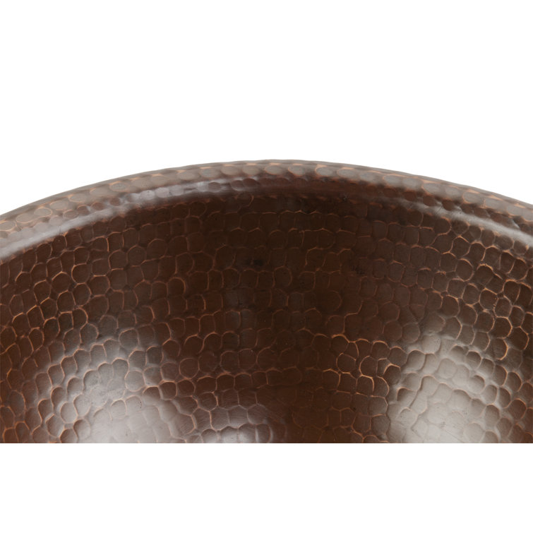 12" Round Hammered Copper Bathroom Sink