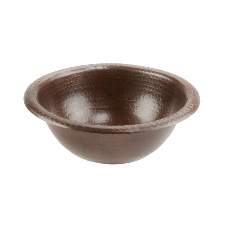 12" Round Hammered Copper Bathroom Sink