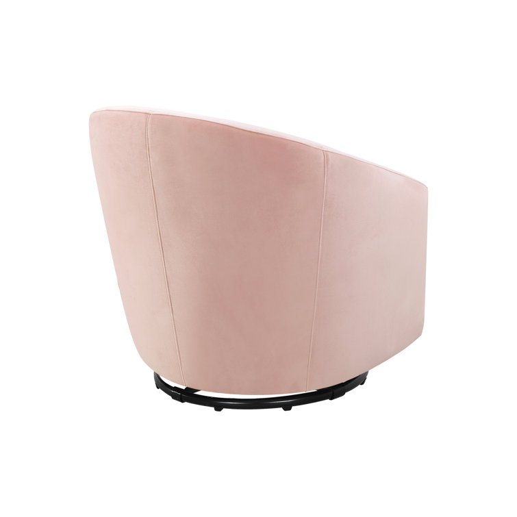 Blush Pink Velvet Handcrafted Swivel Glider with Wooden Base