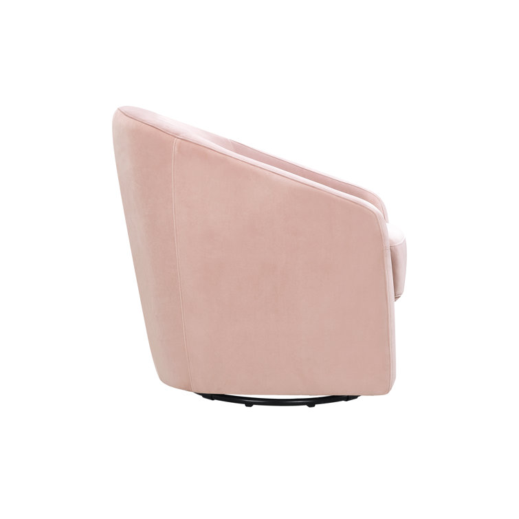 Blush Pink Velvet Handcrafted Swivel Glider with Wooden Base