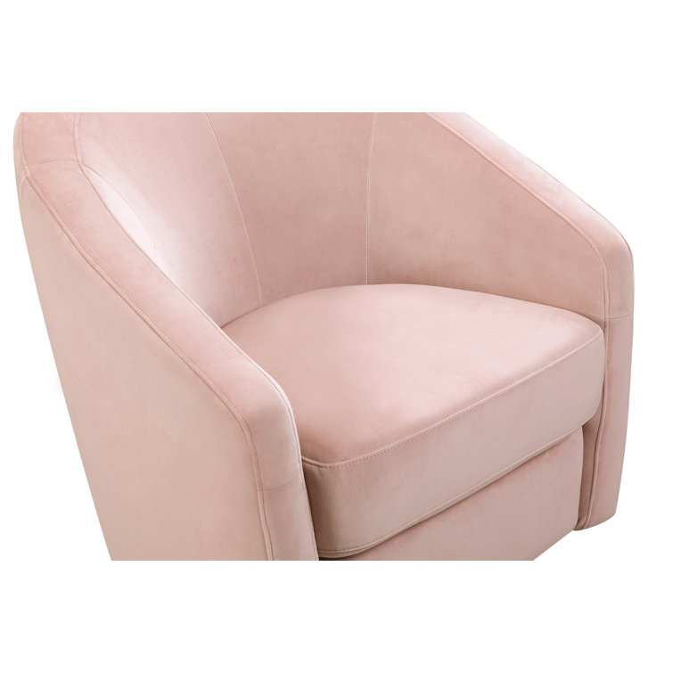 Blush Pink Velvet Handcrafted Swivel Glider with Wooden Base