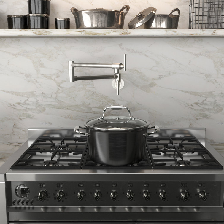 Brushed Nickel Wall Mounted Dual Joint Pot Filler