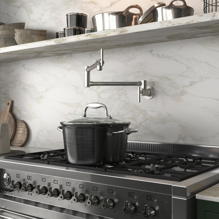 Brushed Nickel Wall Mounted Dual Joint Pot Filler