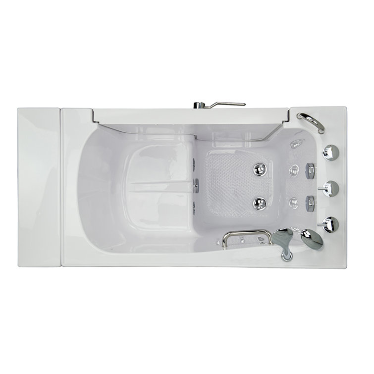 52'' x 30'' White Acrylic Walk-In Bathtub with Faucet