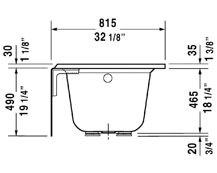 Duravit 60" White Acrylic Alcove Soaking Bathtub