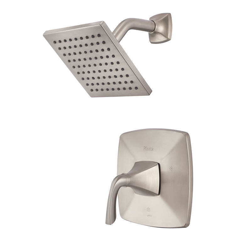 Brushed Nickel Rain Shower Faucet with Ceramic Handle