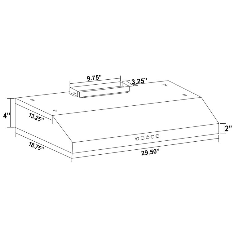 30-Inch Convertible Stainless Steel Under Cabinet Range Hood with Charcoal Filters
