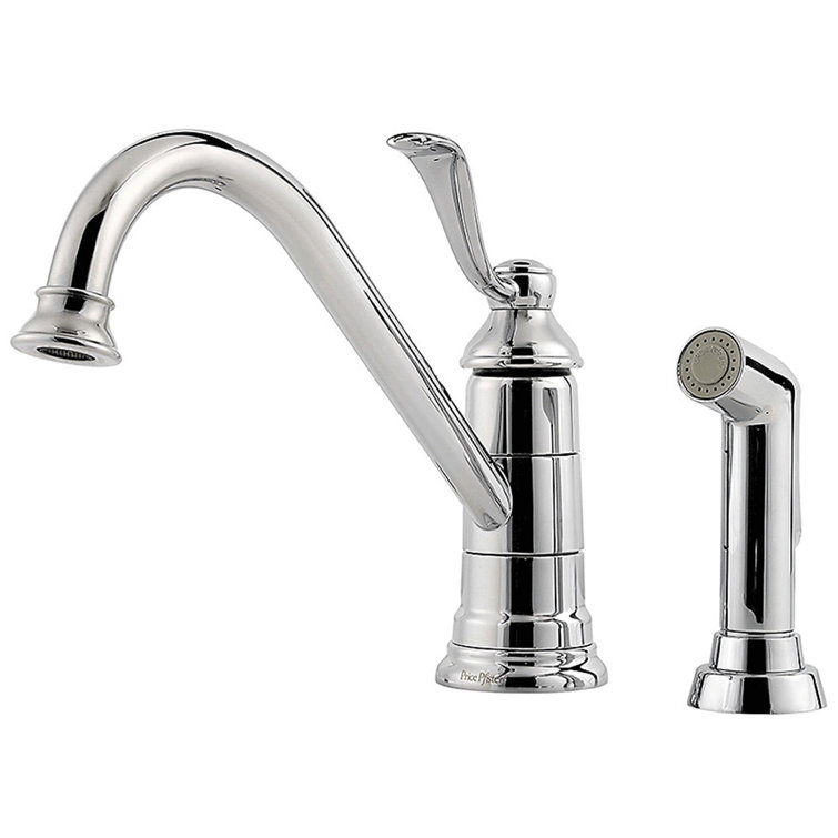 Portland Polished Chrome Single Handle Kitchen Faucet with Side Spray