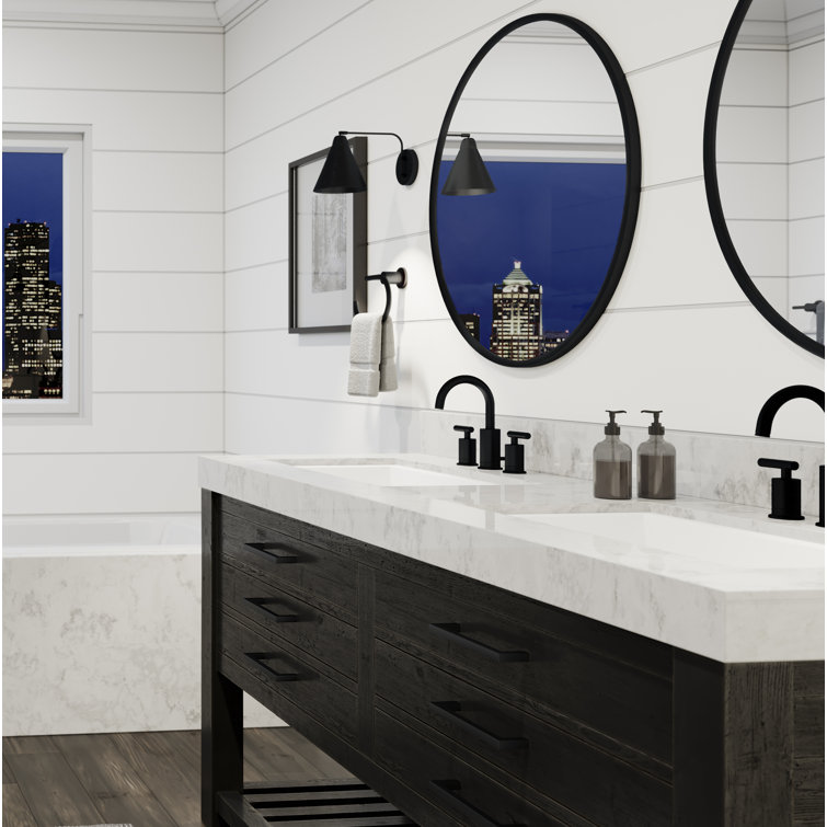 Matte Black Double Handle Deck Mounted Roman Tub Faucet