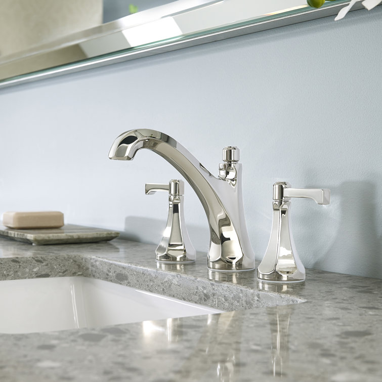 Polished Nickel Double Handle Widespread Bathroom Faucet
