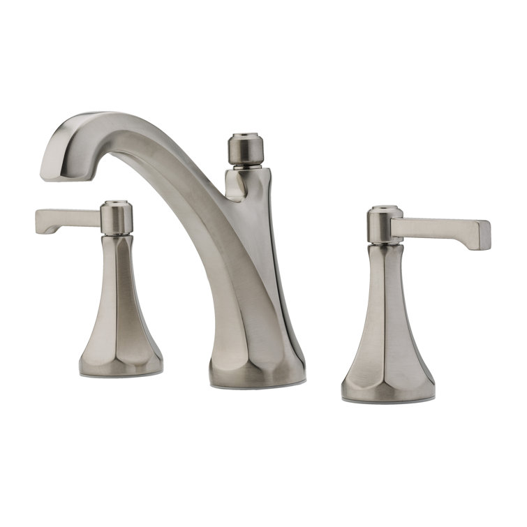 Brushed Nickel 8" Widespread Bathroom Faucet with Drain Assembly