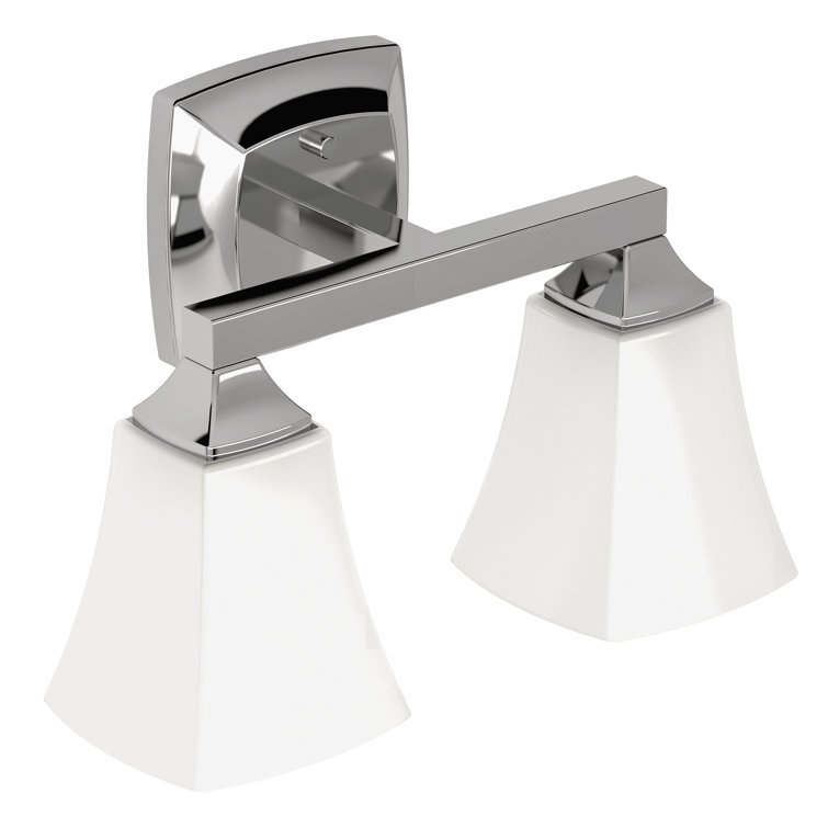 Voss Chrome 2-Light Vanity Fixture with Frosted Glass Shades
