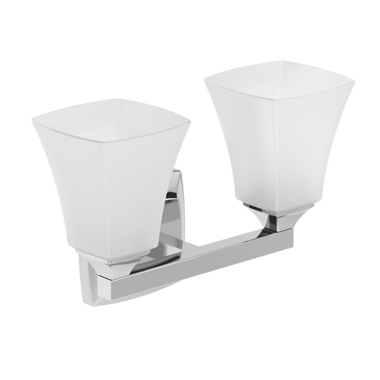 Voss Chrome 2-Light Vanity Fixture with Frosted Glass Shades