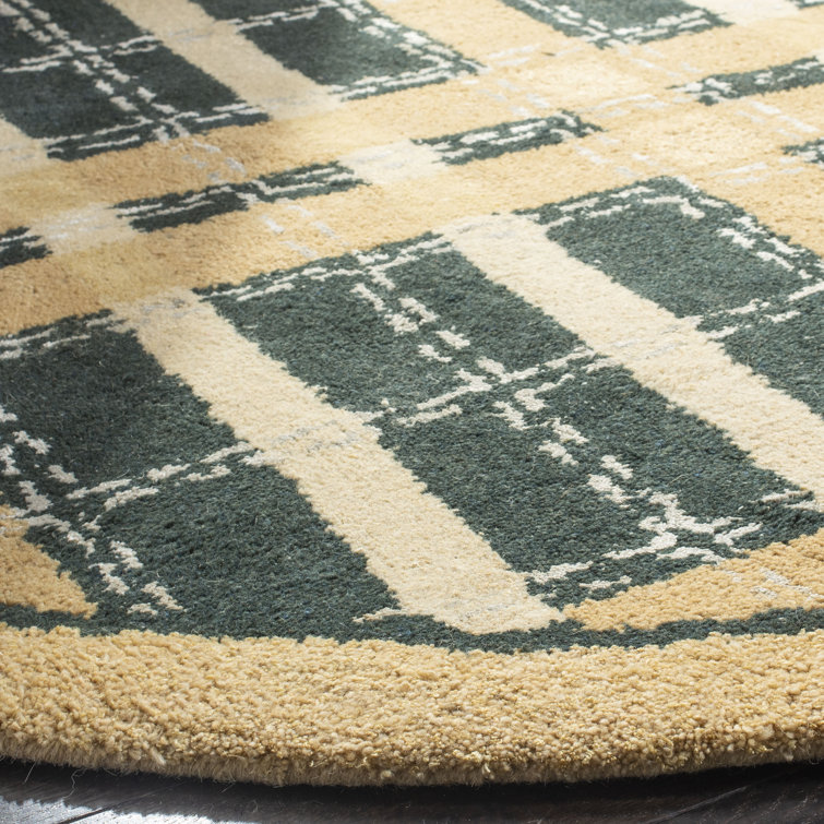 Artisan-Crafted Tufted Wool-Viscose Blend Rug in Rectangular Shape