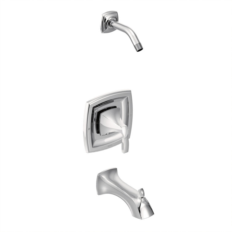 Chrome Square Wall Mounted Tub and Shower Faucet Trim Kit