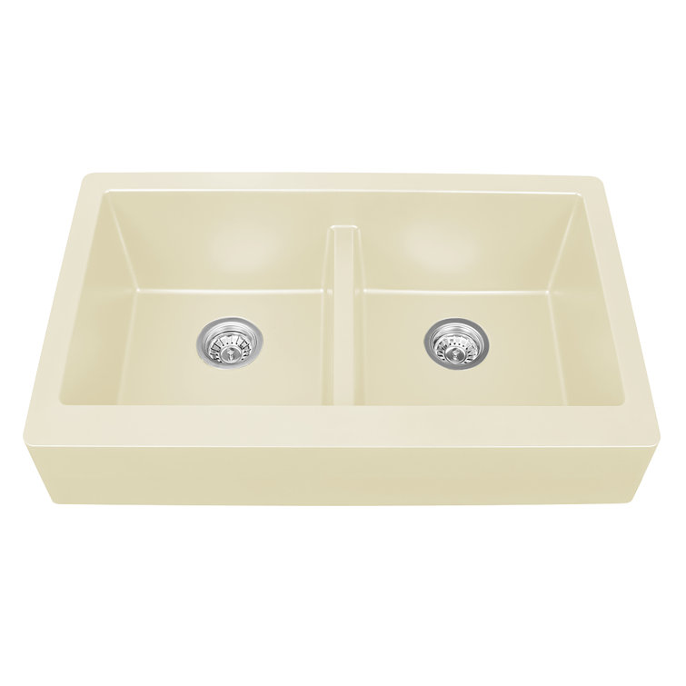 Bisque Quartz Composite Double Bowl Farmhouse Kitchen Sink