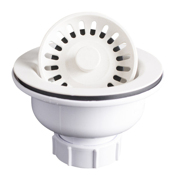 White ABS Plastic Kitchen Sink Basket Strainer, 4.5" x 3.25"