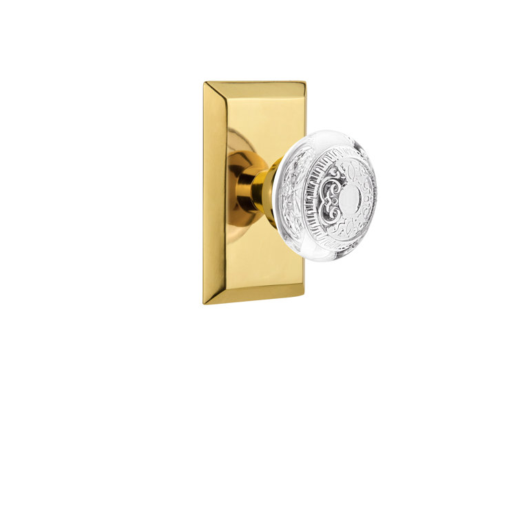 Polished Brass Studio Plate with Crystal Egg & Dart Knob