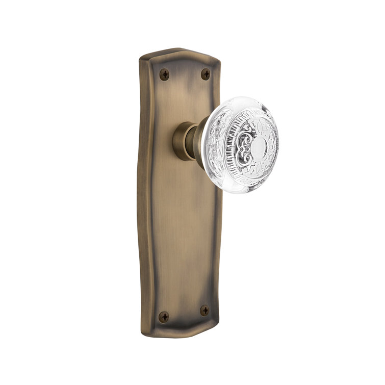 Antique Brass Privacy Door Plate with Crystal Egg & Dart Knob