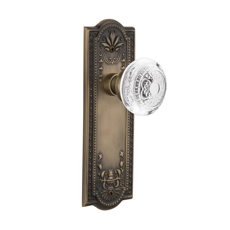 Antique Brass Plate with Crystal Egg & Dart Knob