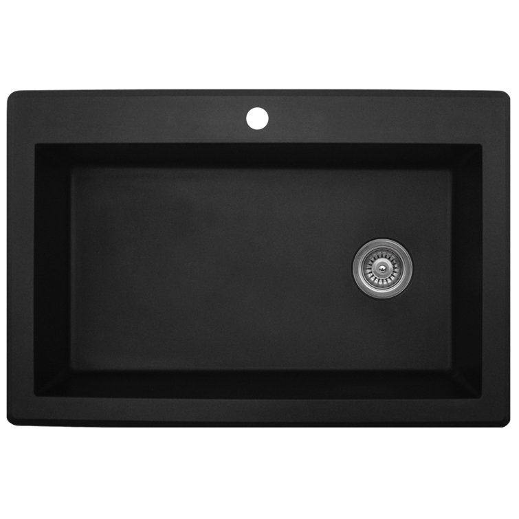 Black Quartz Composite Top Mount Single Bowl Kitchen Sink