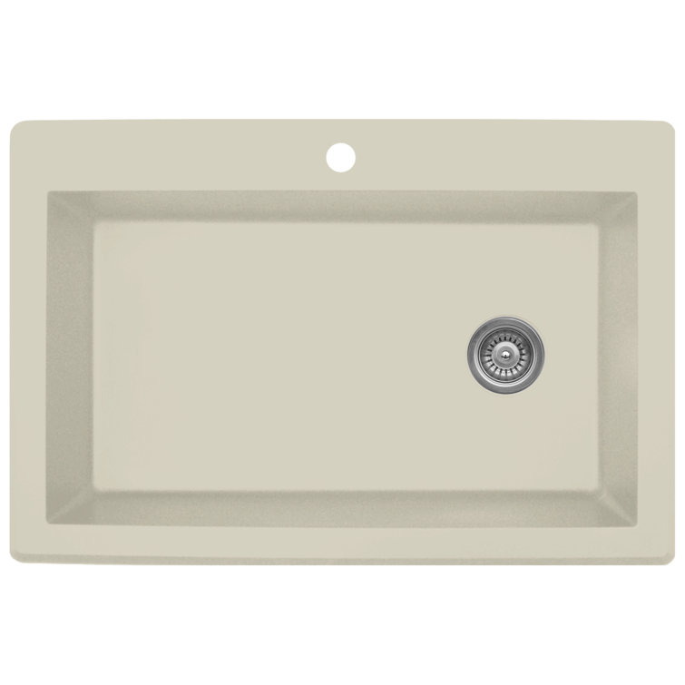 Bisque Quartz Composite Single Bowl Kitchen Sink, 33" x 22"