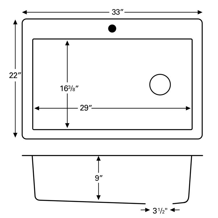 Bisque Quartz Composite Single Bowl Kitchen Sink, 33" x 22"