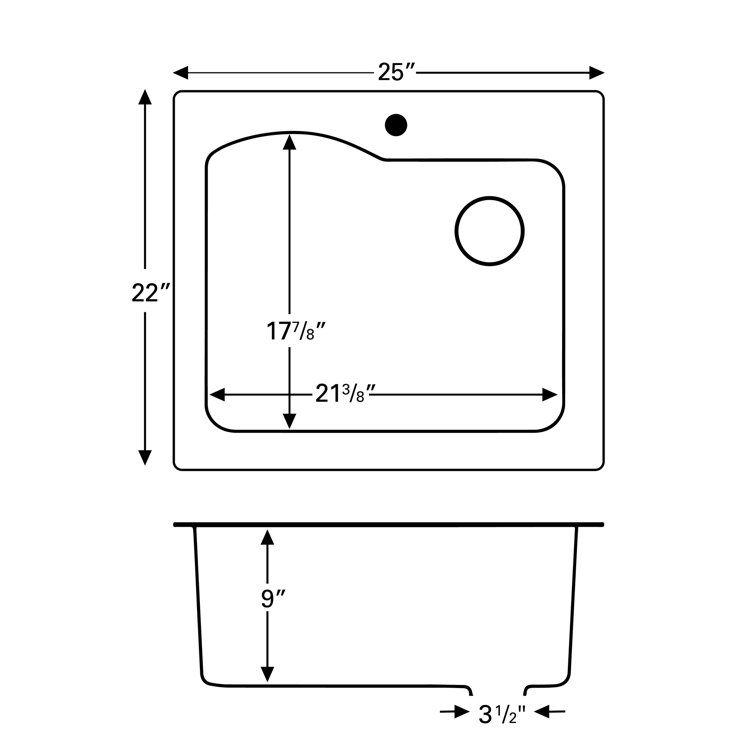 Gray Quartz Composite Single Bowl Drop-In Kitchen Sink