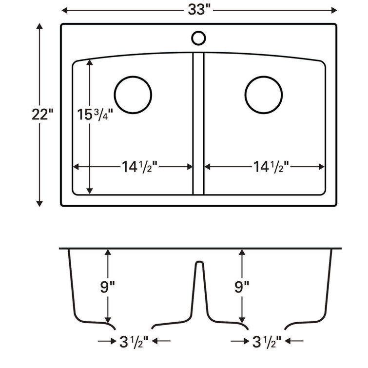 Brown Quartz Double Bowl Kitchen Sink with Curved Rear Walls