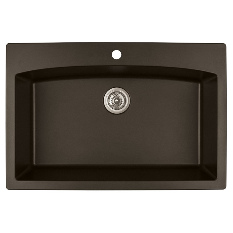 Brown Quartz Composite 33'' Single Bowl Kitchen Sink