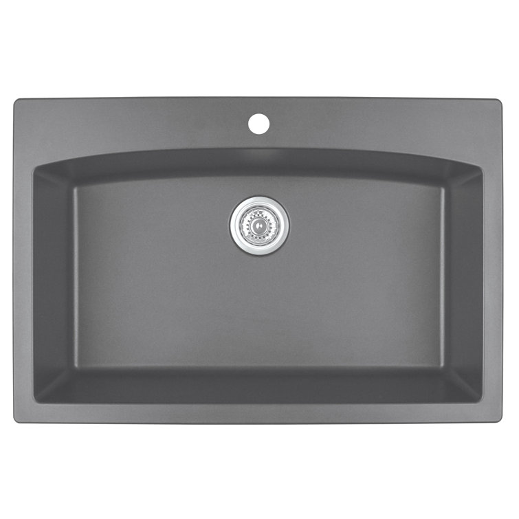 Gray Quartz Composite Single Bowl Kitchen Sink