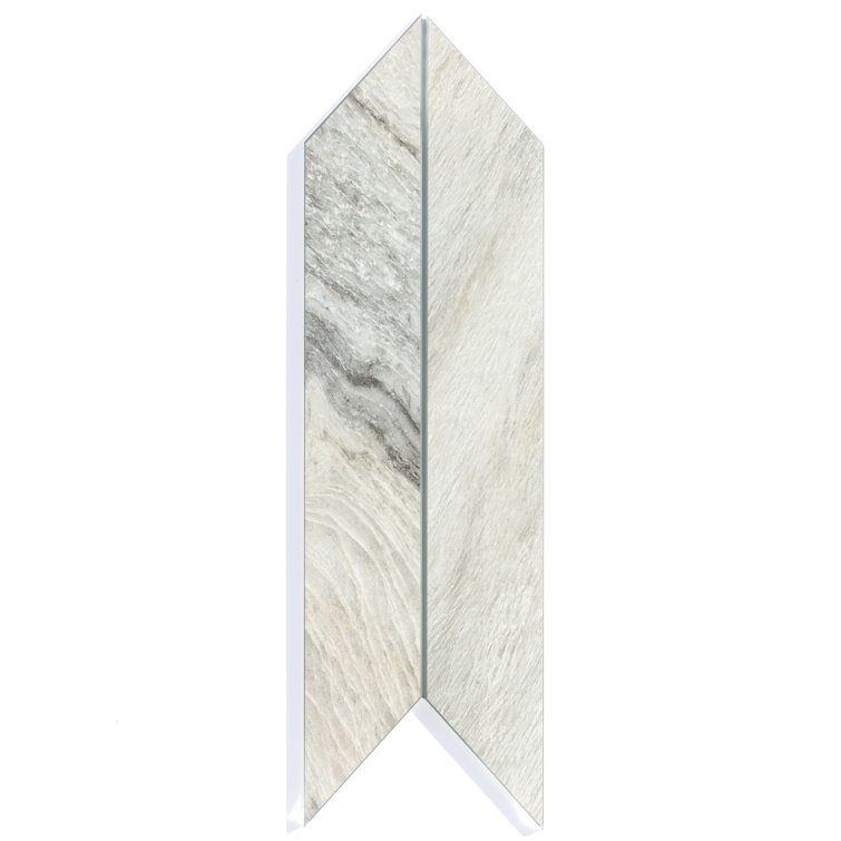 Nature Beige Matte Glass Chevron Wall Tile