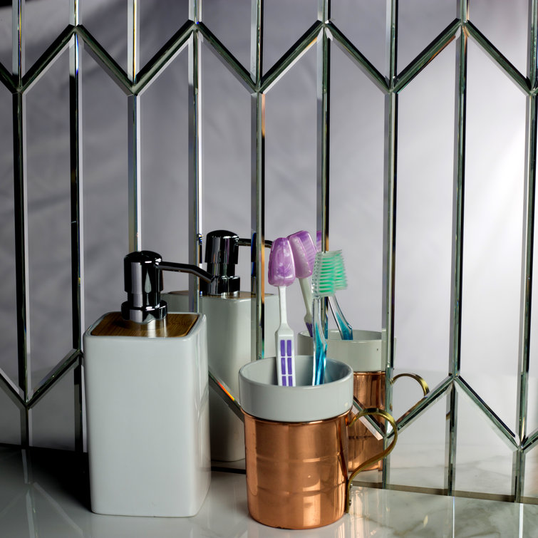 Silver Beveled Glass Mirror Hexagonal Wall Tiles