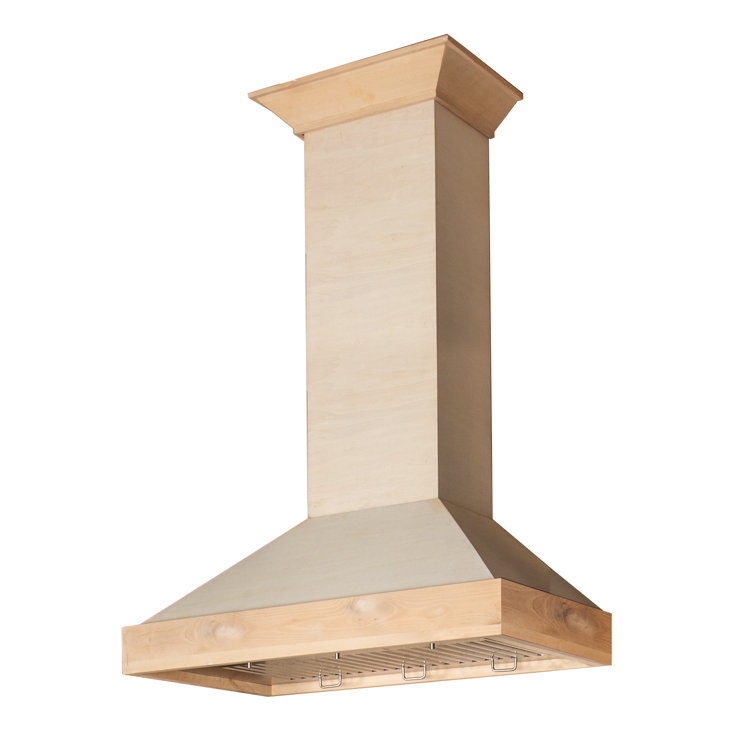 30" Unfinished Wood and Stainless Steel Wall Mount Range Hood