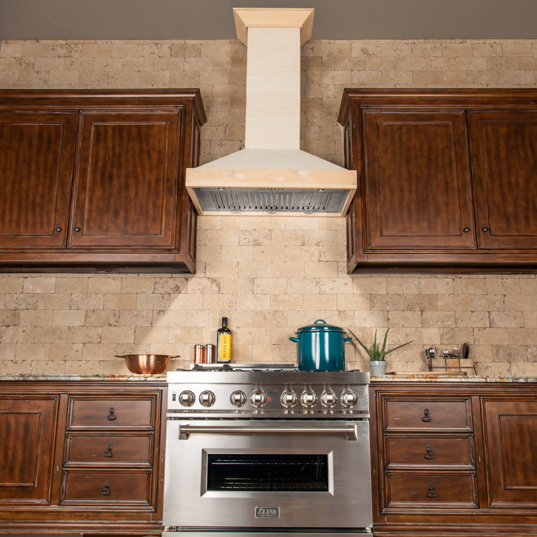 30" Unfinished Wood and Stainless Steel Wall Mount Range Hood