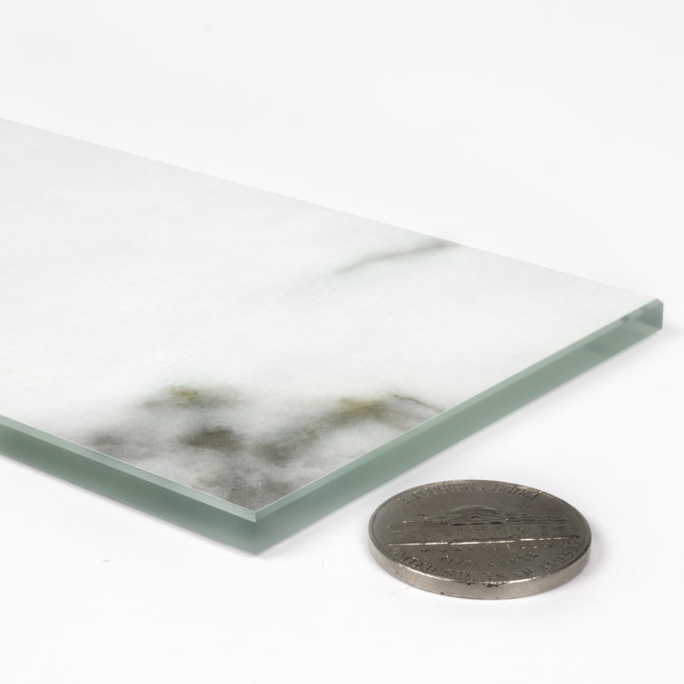 Bianco Carrara White Honed Marble Look Glass Wall Tile
