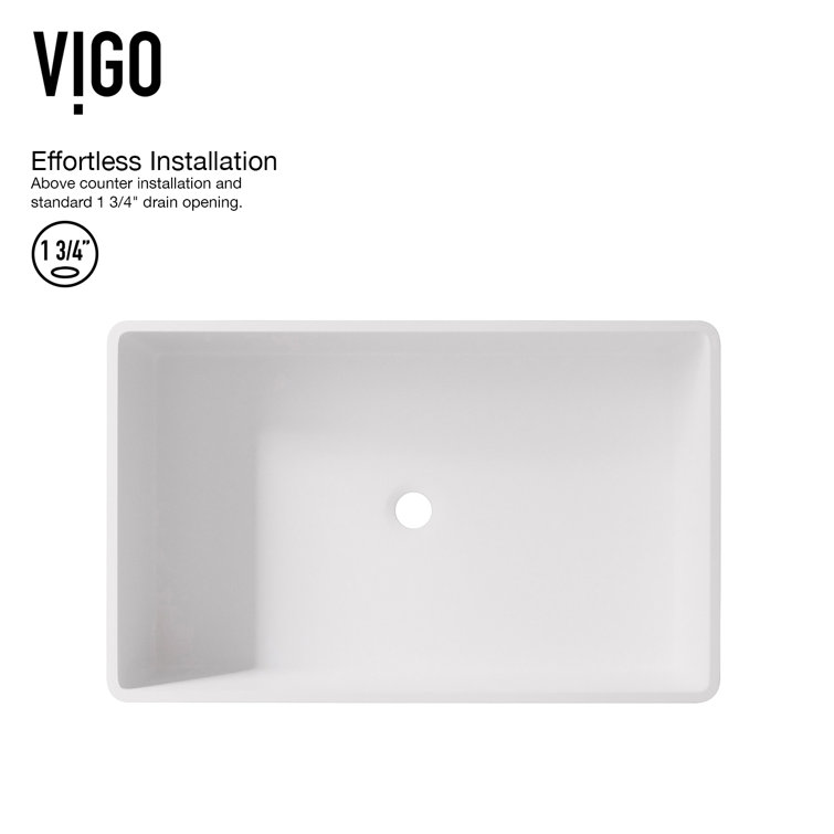 Eco-Friendly White Stone Rectangular Vessel Sink with Modern Faucet