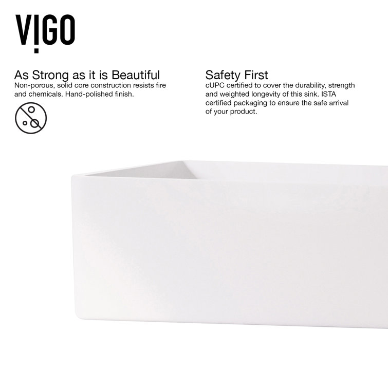 Eco-Friendly White Stone Rectangular Vessel Sink with Modern Faucet