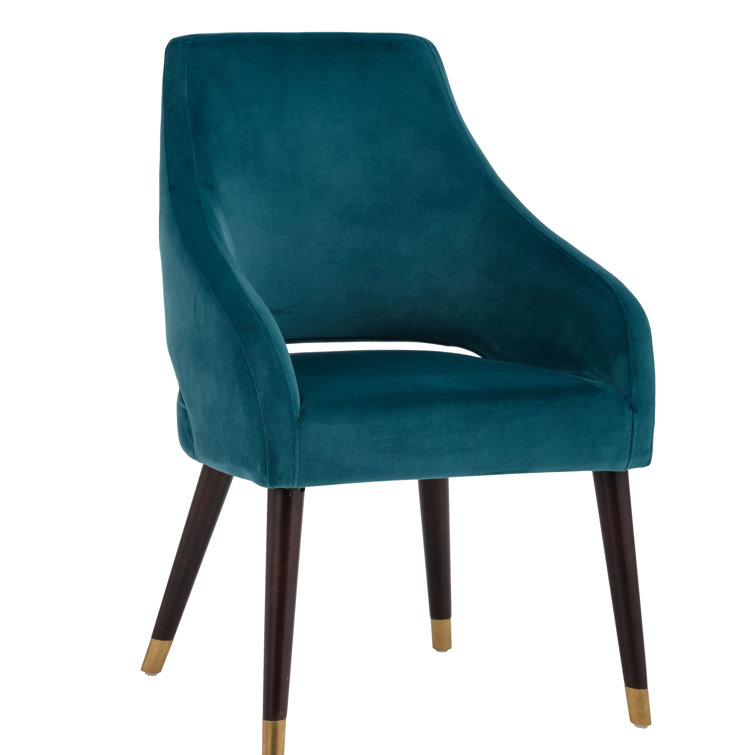 Vivianne Timeless Teal Tufted Upholstered Armchair with Poplar Wood Legs