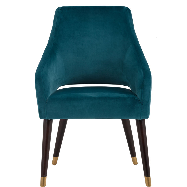 Vivianne Timeless Teal Tufted Upholstered Armchair with Poplar Wood Legs