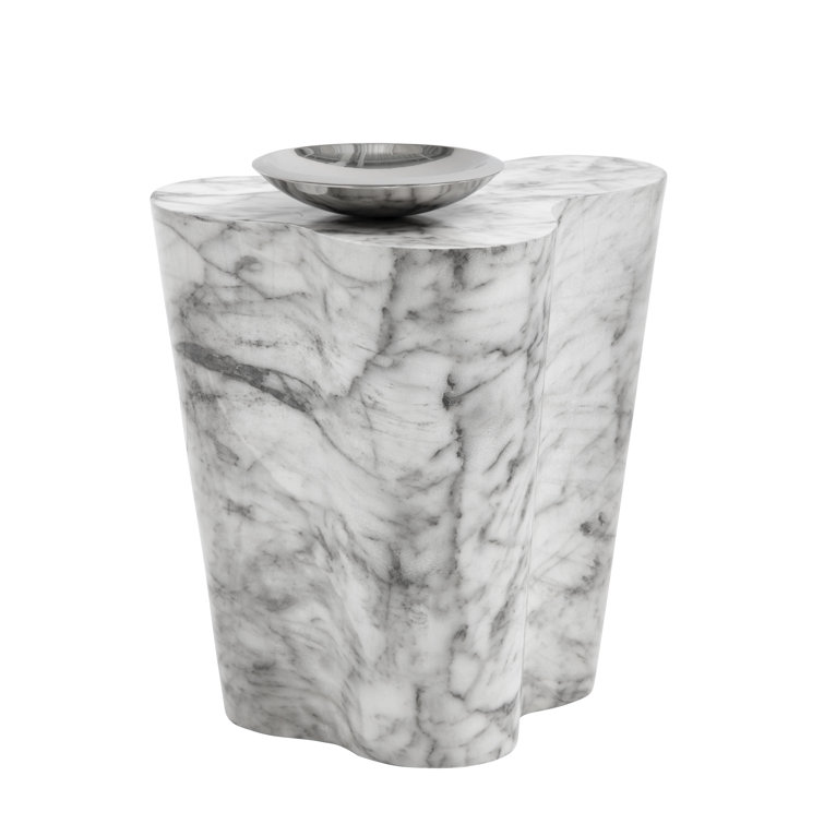Ava Grey Marble-Finish Concrete End Table