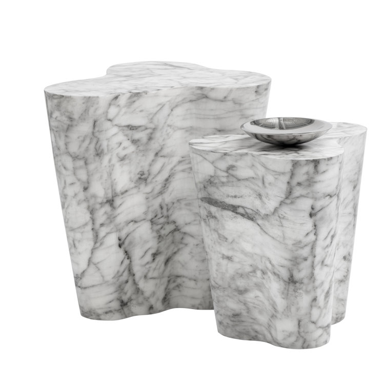 Ava Grey Marble-Finish Concrete End Table