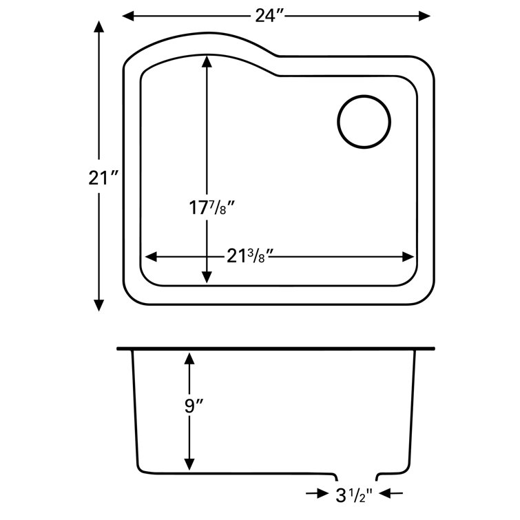 Karran 24" Concrete Quartz Single Bowl Kitchen Sink
