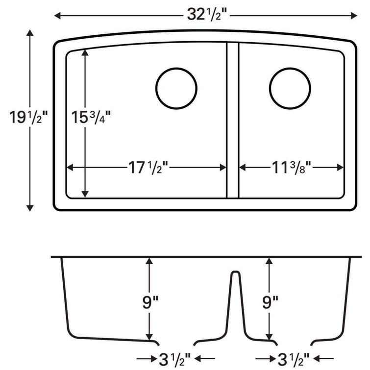 Bisque Quartz Composite 32'' Double Bowl Undermount Kitchen Sink