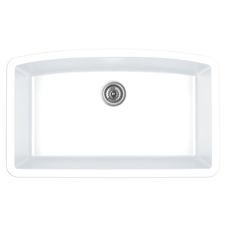 White Quartz Composite Undermount Single Bowl Kitchen Sink